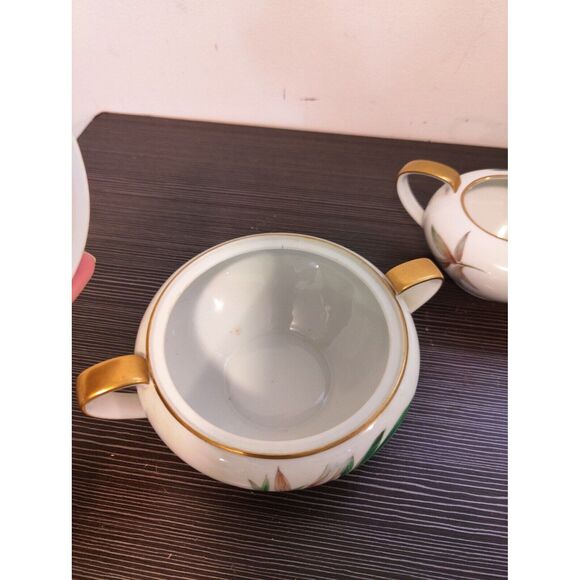 Vintage MCM Noritake China Canton Bamboo #5027  Creamer & Lidded Sugar Bowl Set - Picture 8 of 10